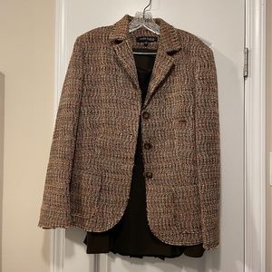 Anne Klein tweed suit jacket and brown skirt set - like new condition, size 14